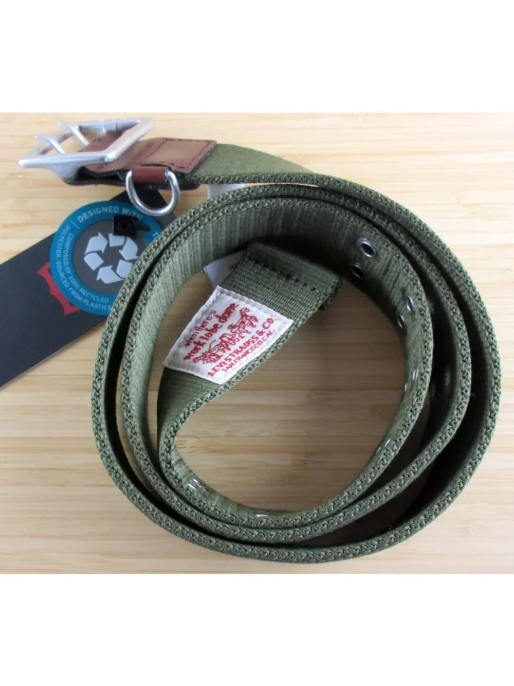 Levi's Workwear Men's Canvas Belt Metal Buckle Army Green Size Medium 34-36 NWT